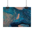 Ocean Abstract Rolled Poster — Blue Teal Gold Fluid Art Print