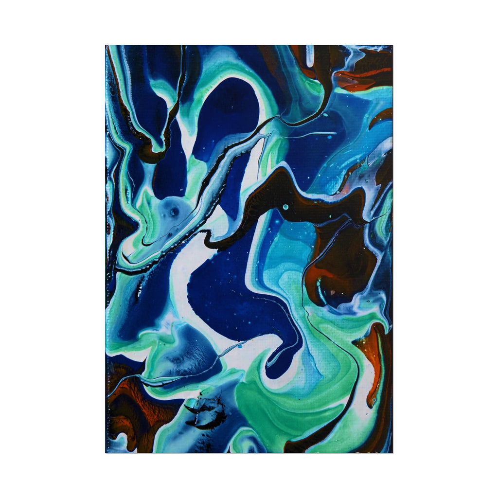 Abstract Ocean Swirl Rolled Poster — Blue & Teal Fluid Art Wall Print
