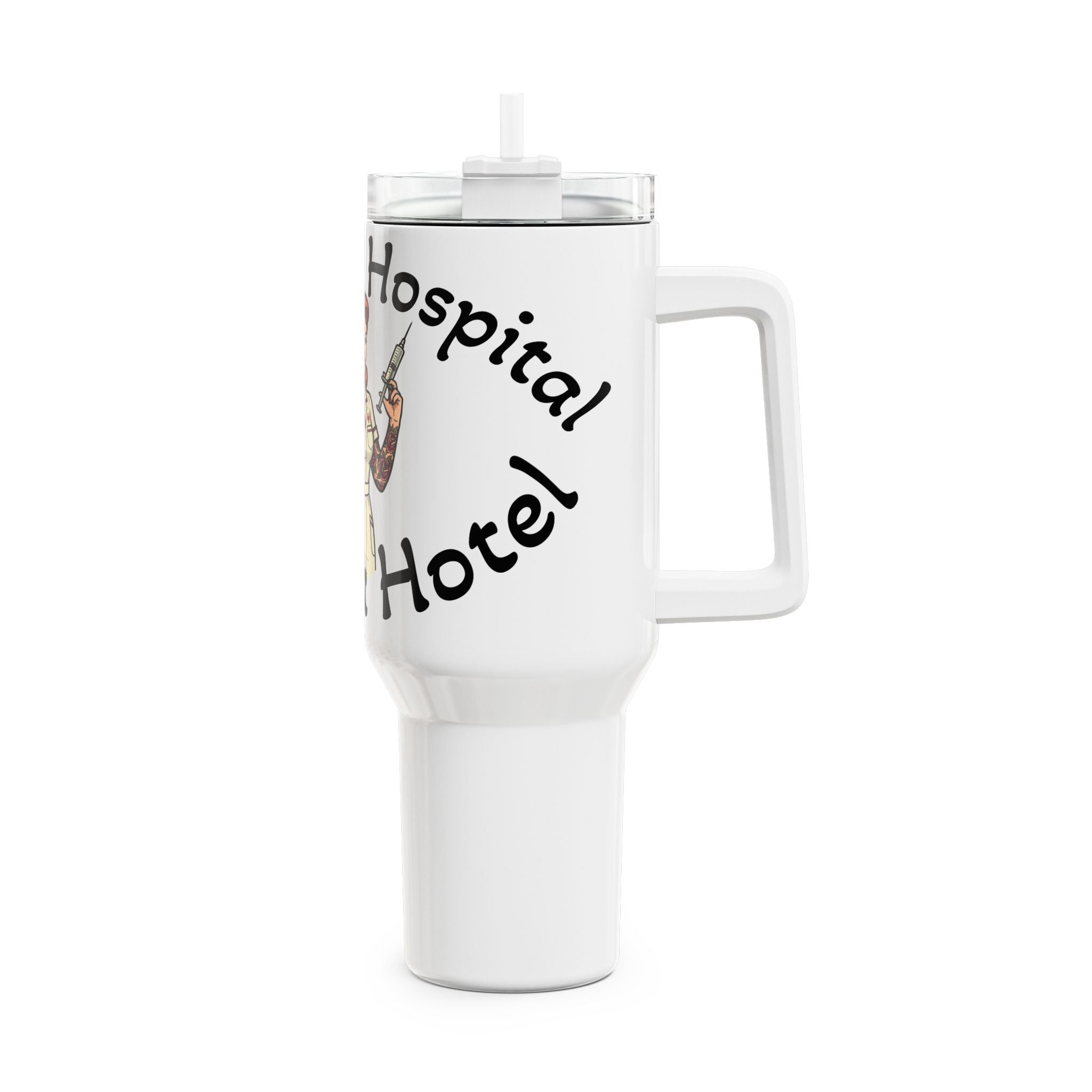 40oz Nurse Tumbler — “This is a Hospital, Not a Hotel” Retro Nurse Travel Mug