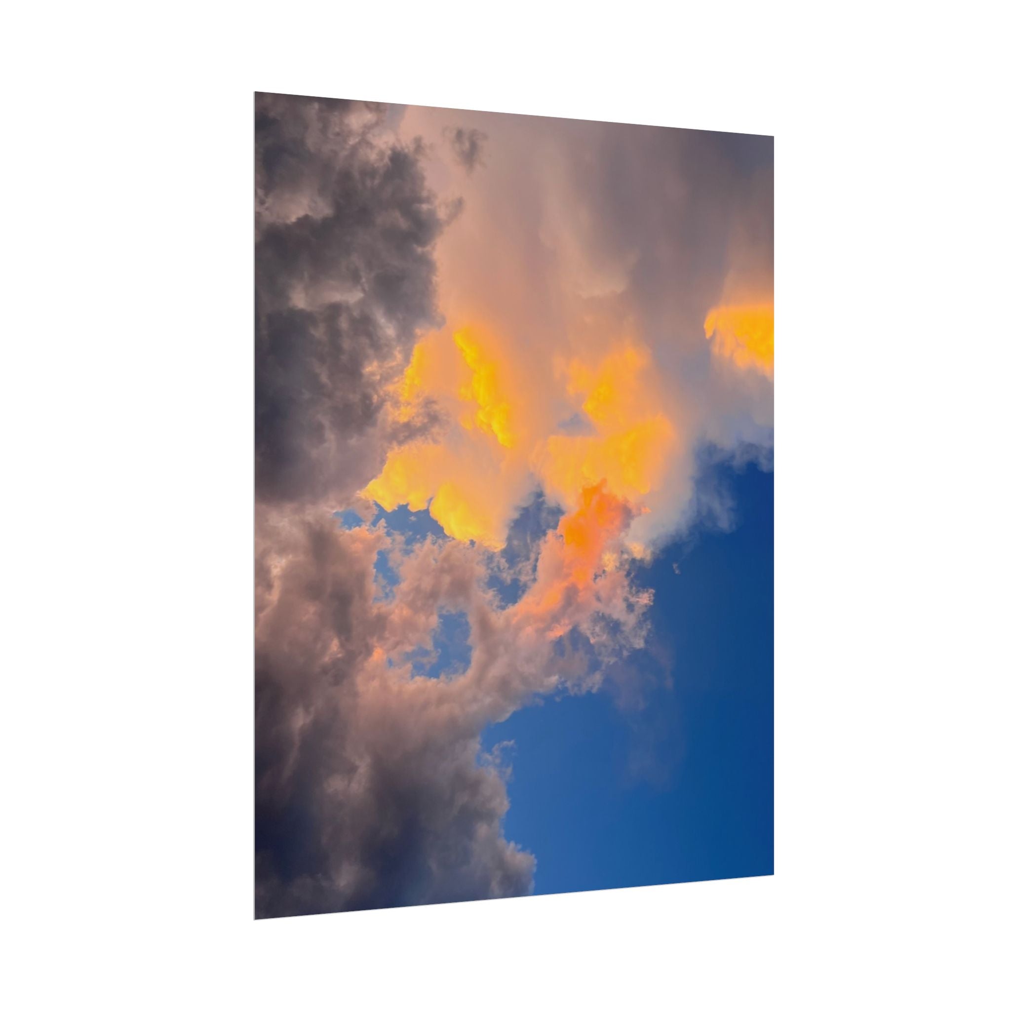 Sunset Cloudscape Rolled Poster — Dramatic Orange & Blue Sky Wall Art