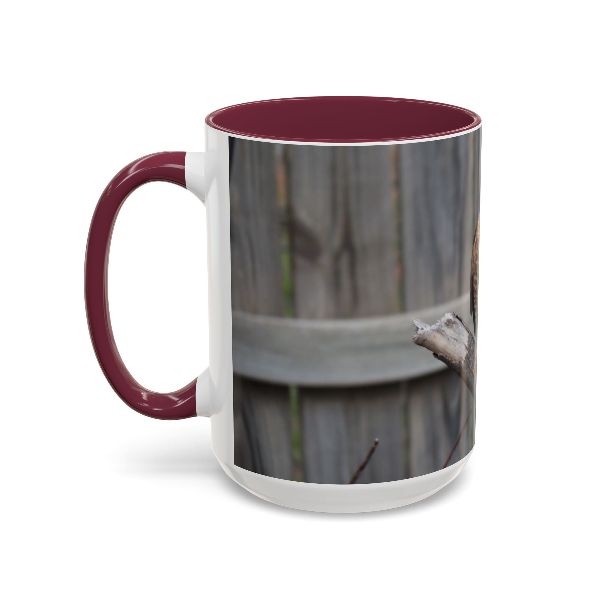 Hawk Photo Mug (11oz/15oz) — Wildlife Coffee Cup with Sharp-Shinned Hawk Image