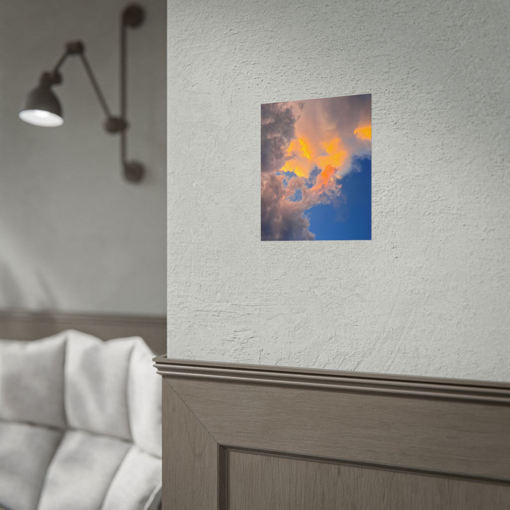 Sunset Cloudscape Rolled Poster — Dramatic Orange & Blue Sky Wall Art