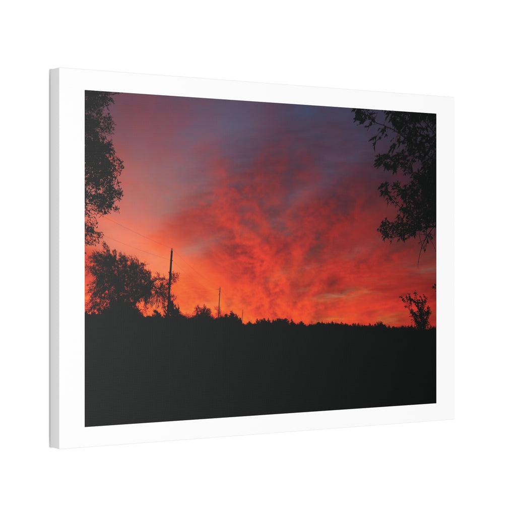 Sunset Silhouette Canvas Print — Fiery Red Orange Sky Wall Art