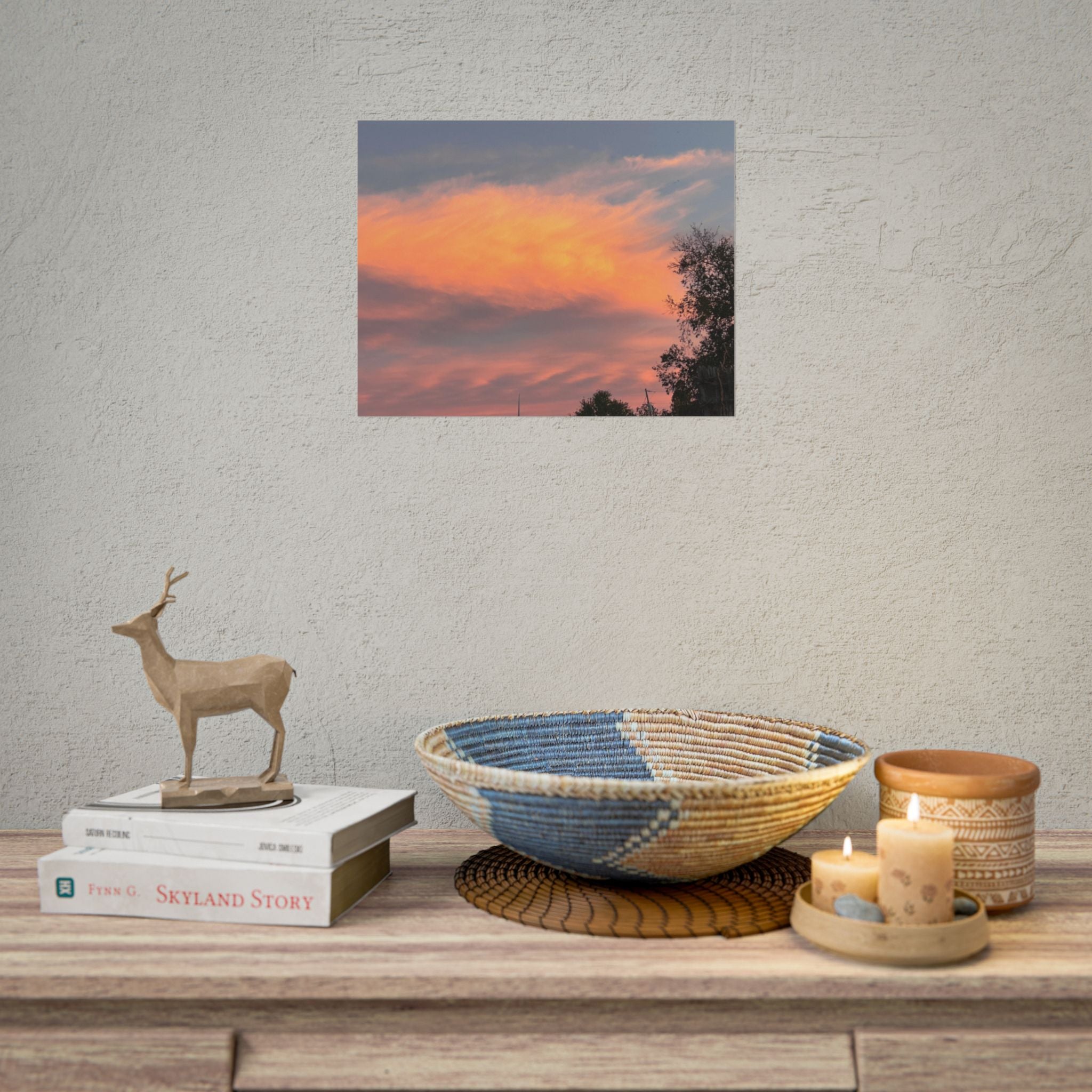 Sunset Cloudscape Poster — Pink Orange Sky Photography Print