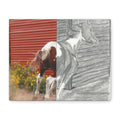 Half-Photo Half-Sketch Horse Canvas - Rustic Red Barn Wall Art