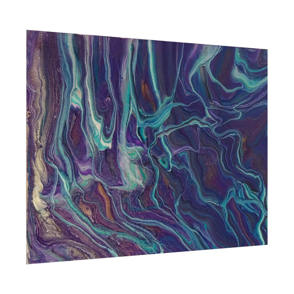 Abstract Fluid Art Poster — Purple Teal Marble Swirl Rolled Poster