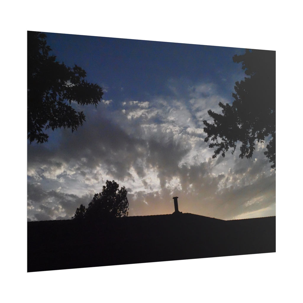 Sunset Silhouette Poster — Dramatic Cloudscape Wall Art