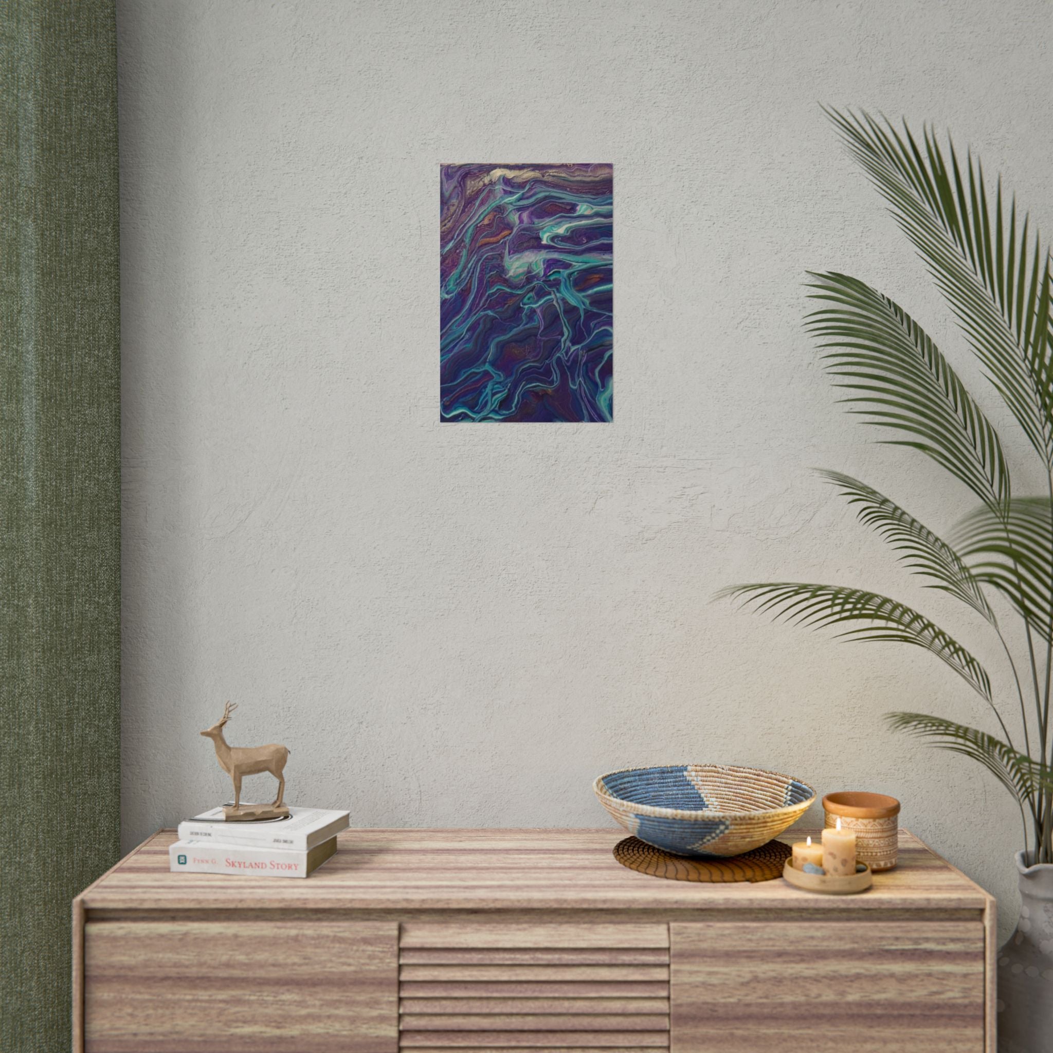 Abstract Fluid Art Poster — Purple Teal Marble Swirl Rolled Poster