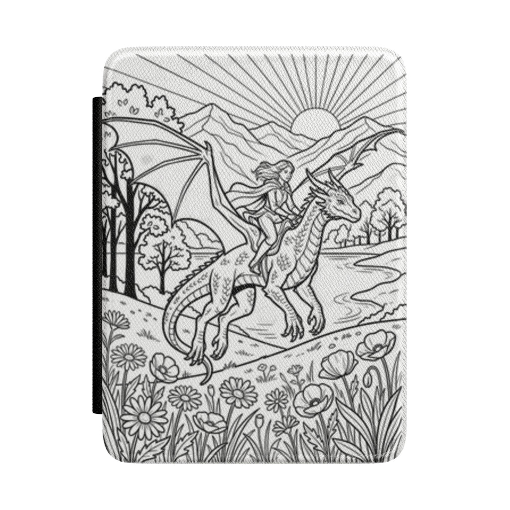 Dragon Rider Kindle Case — Fantasy Dragon & Rider Illustration eReader Cover