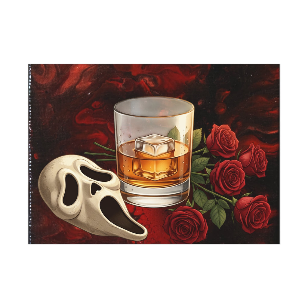 Whiskey & Roses Poster — Dark Gothic Skull dark romance themed Mask Wall Art