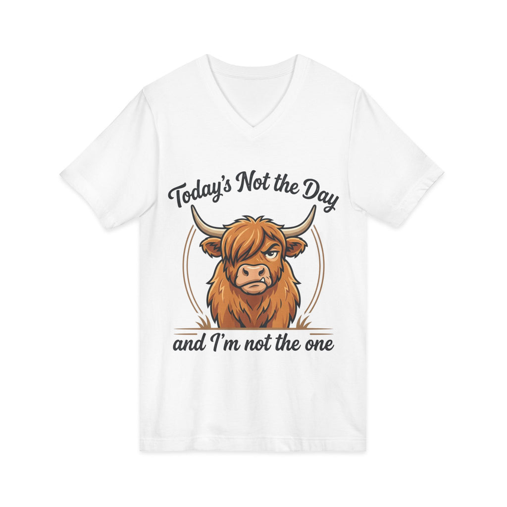 Today's Not the Day And I'm Not the One V-Neck Tee — Funny Highland Cow Graphic T-Shirt