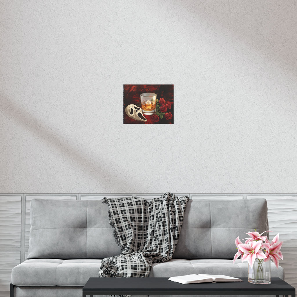 Whiskey & Roses Poster — Dark Gothic Skull dark romance themed Mask Wall Art