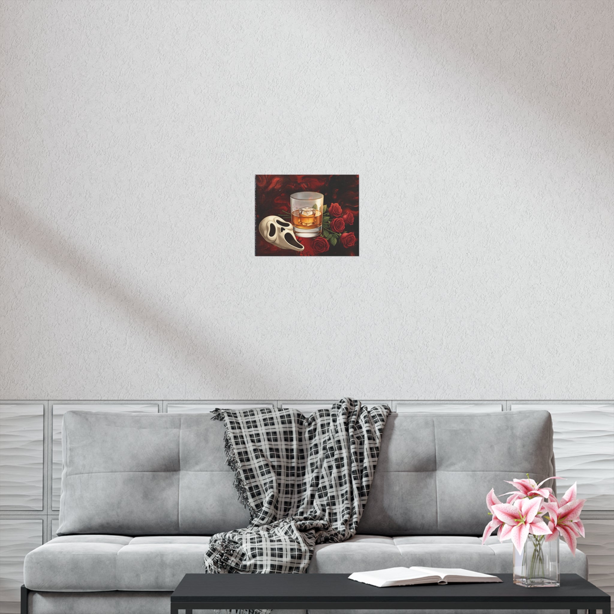 Whiskey & Roses Poster — Dark Gothic Skull dark romance themed Mask Wall Art