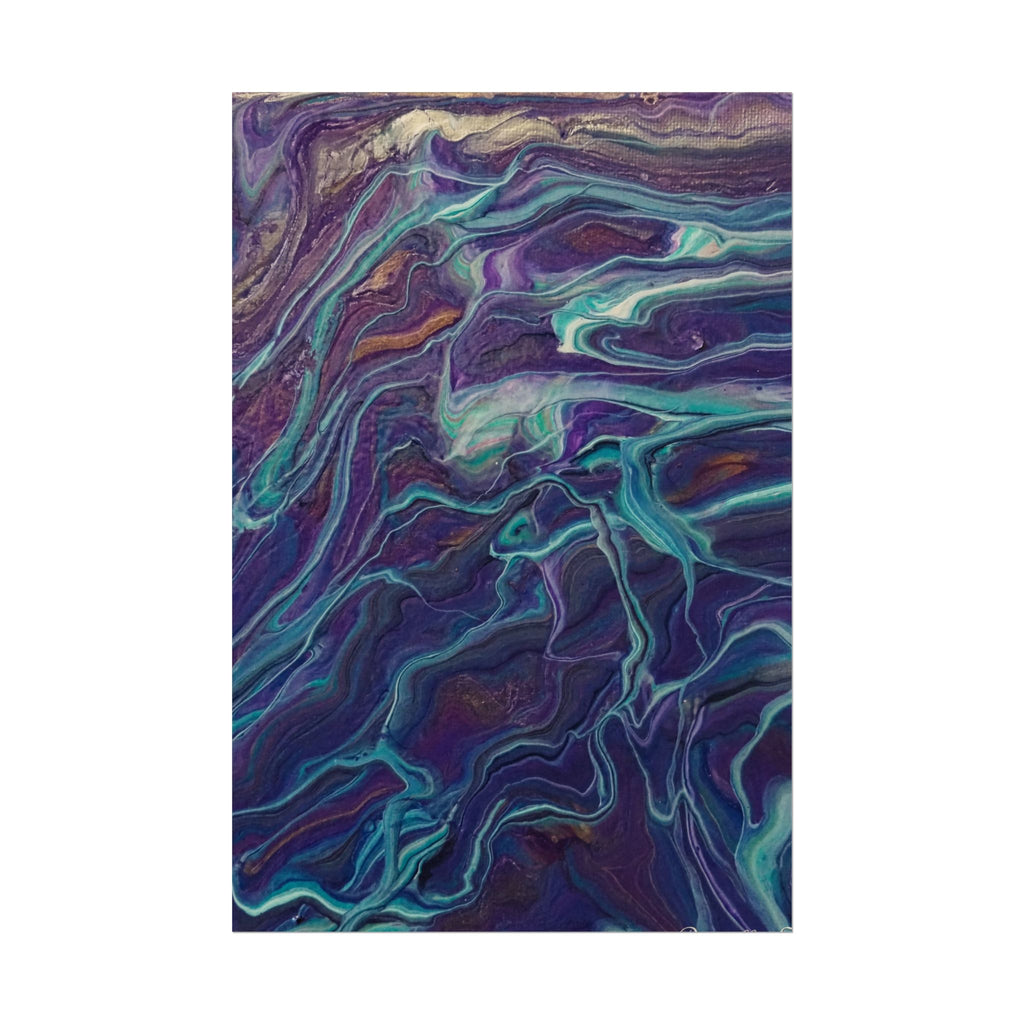 Abstract Fluid Art Poster — Purple Teal Marble Swirl Rolled Poster