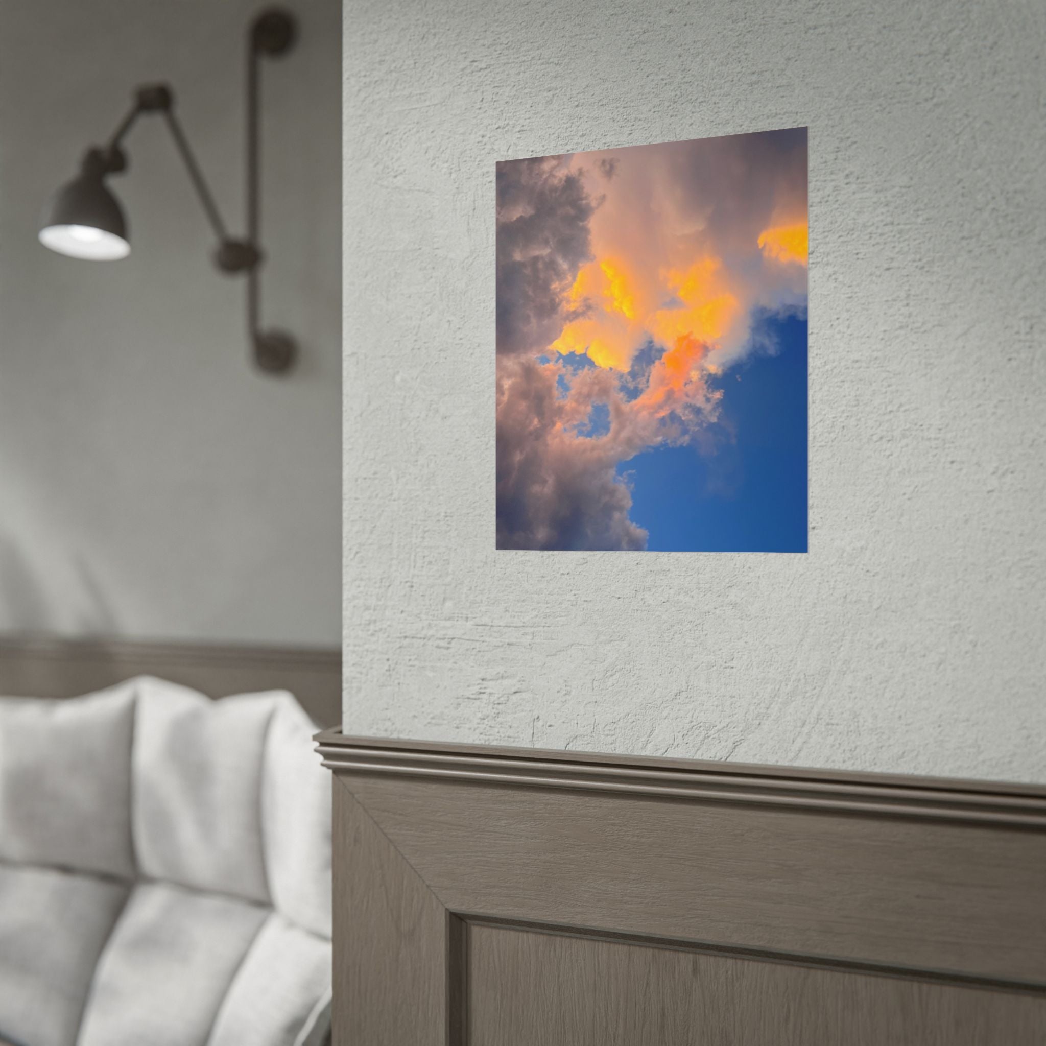Sunset Cloudscape Rolled Poster — Dramatic Orange & Blue Sky Wall Art