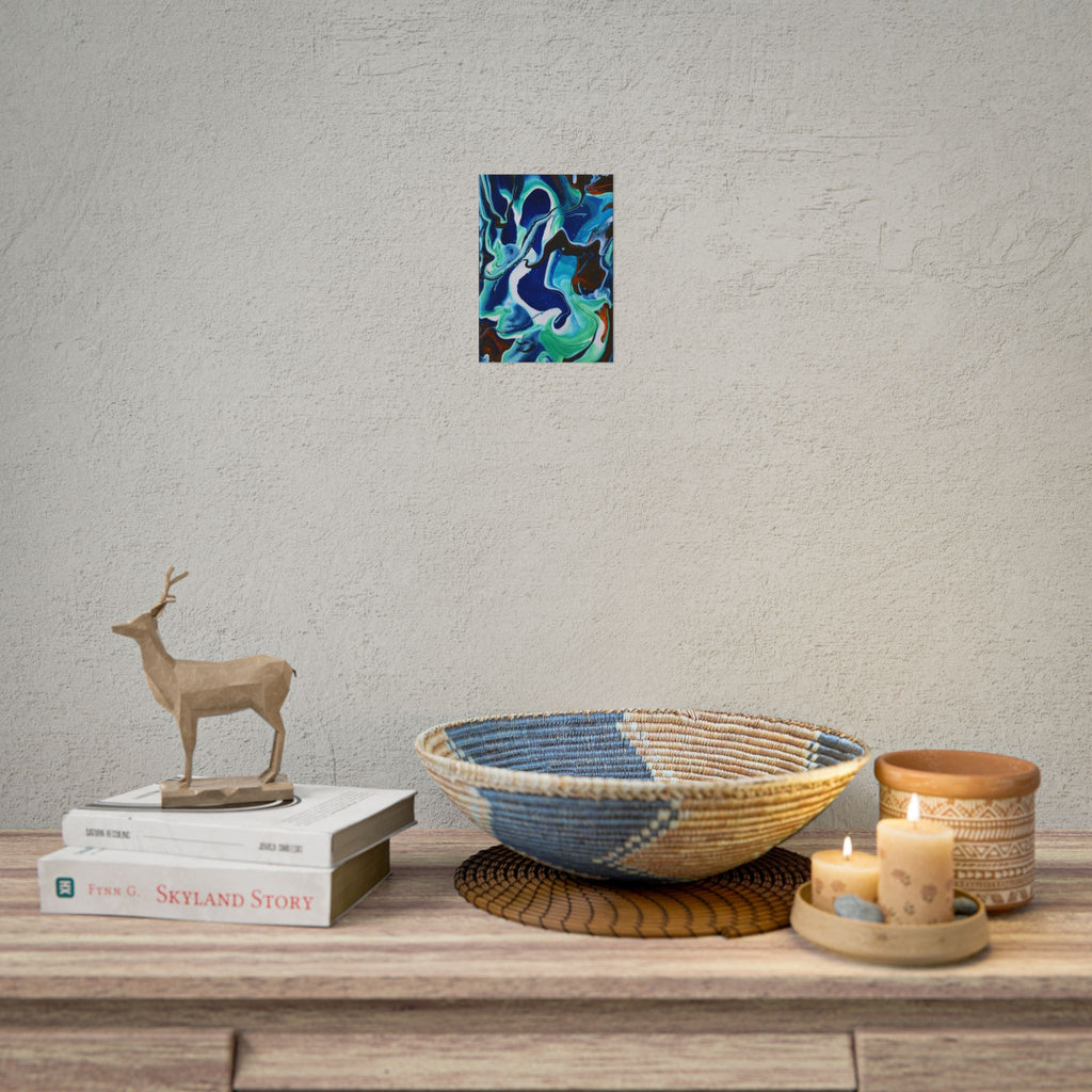 Abstract Ocean Swirl Rolled Poster — Blue & Teal Fluid Art Wall Print
