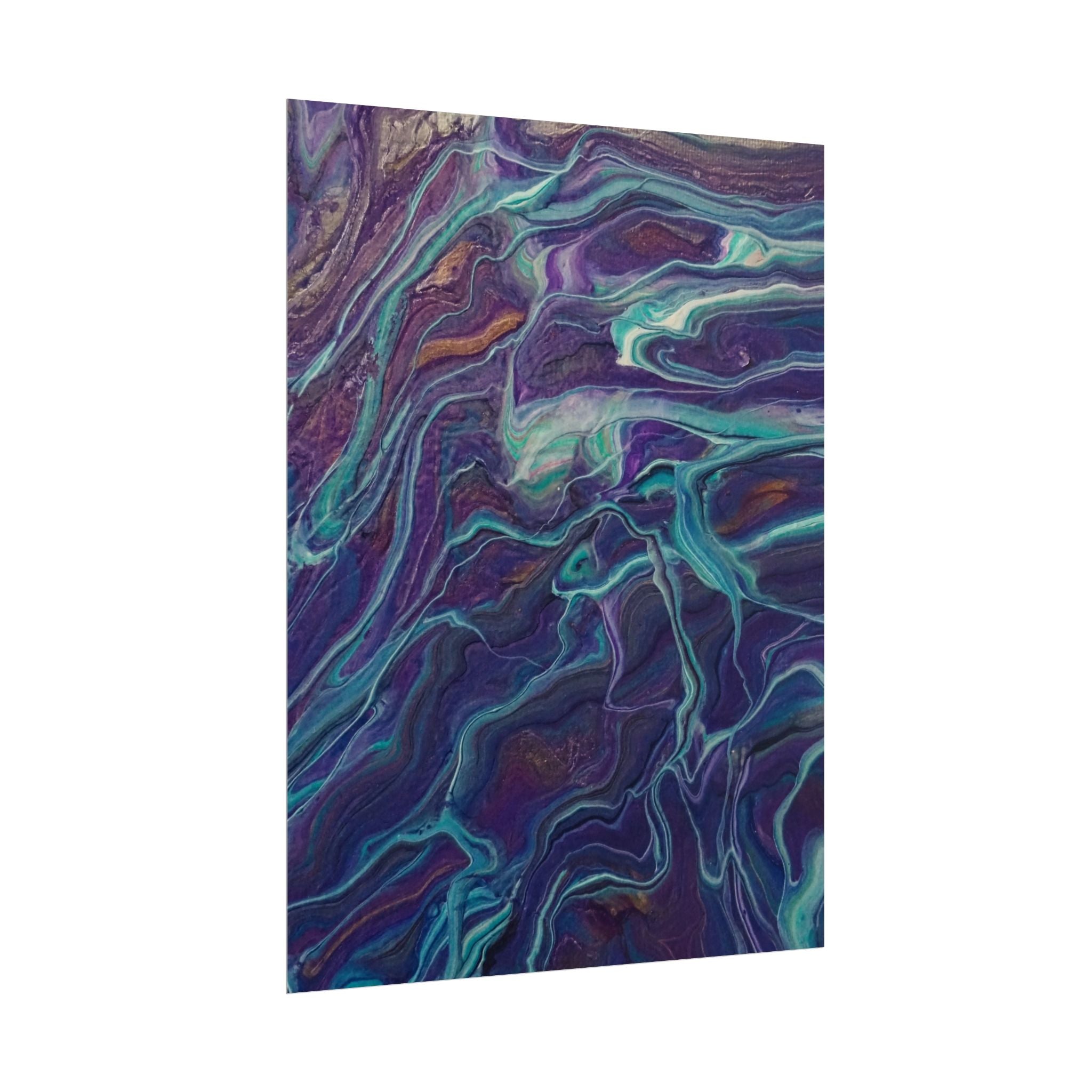 Abstract Fluid Art Poster — Purple Teal Marble Swirl Rolled Poster
