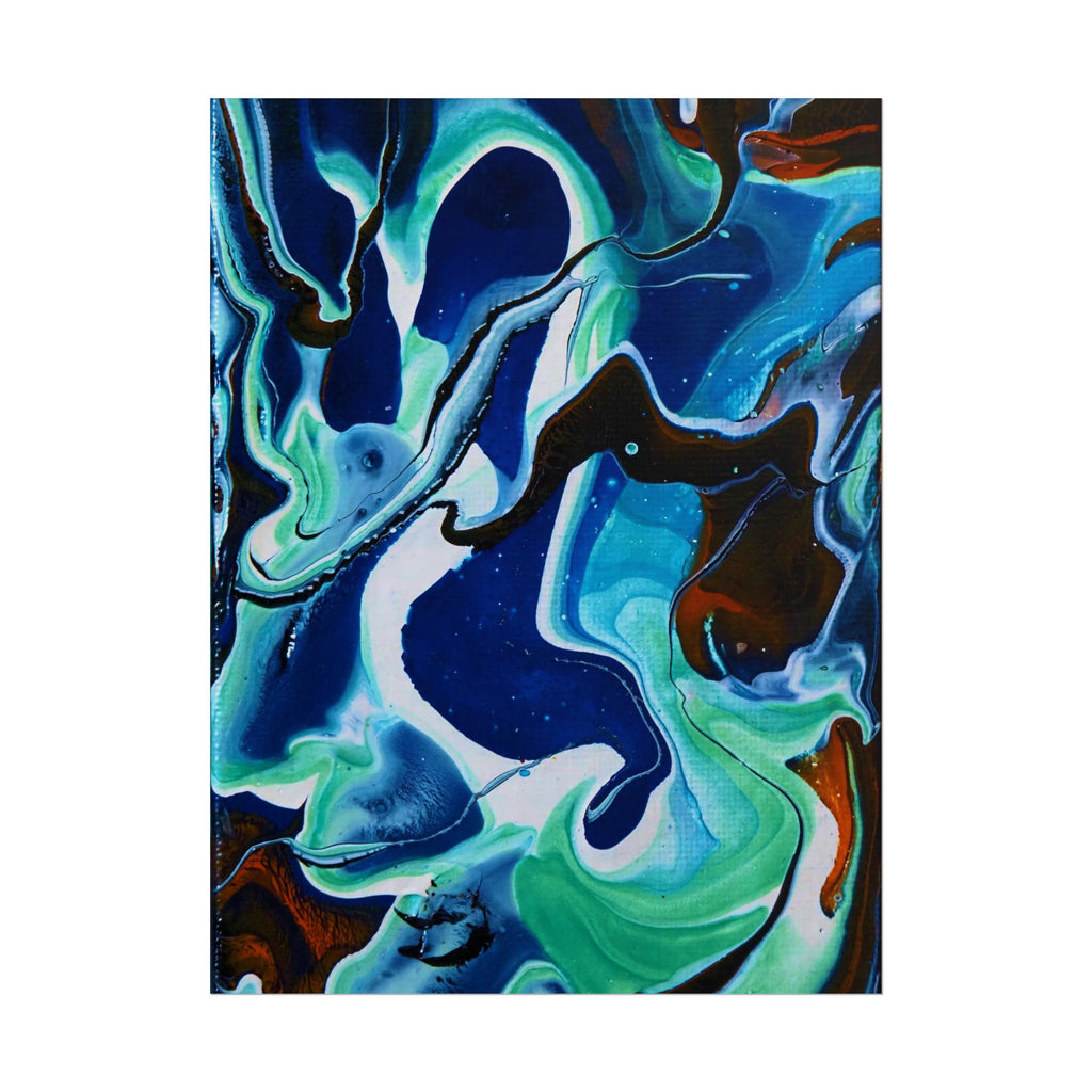 Abstract Ocean Swirl Rolled Poster — Blue & Teal Fluid Art Wall Print
