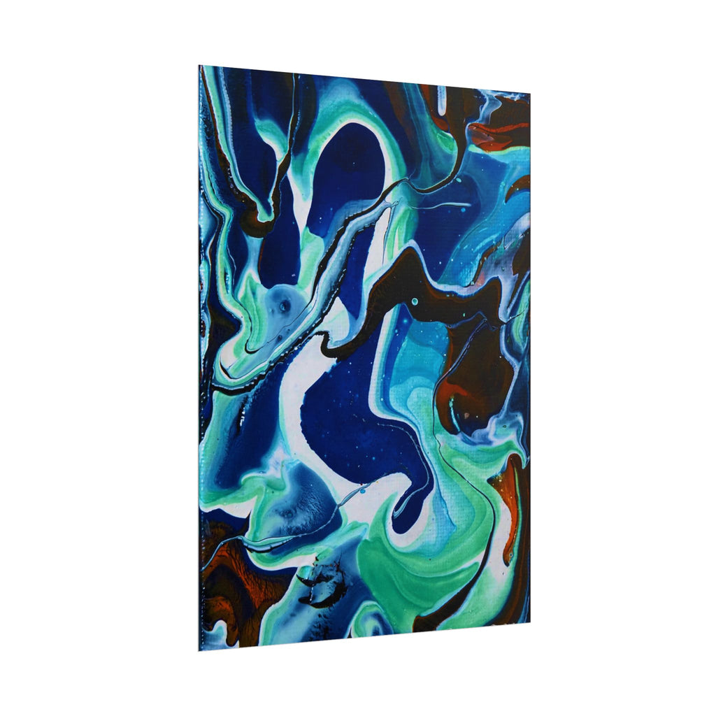 Abstract Ocean Swirl Rolled Poster — Blue & Teal Fluid Art Wall Print