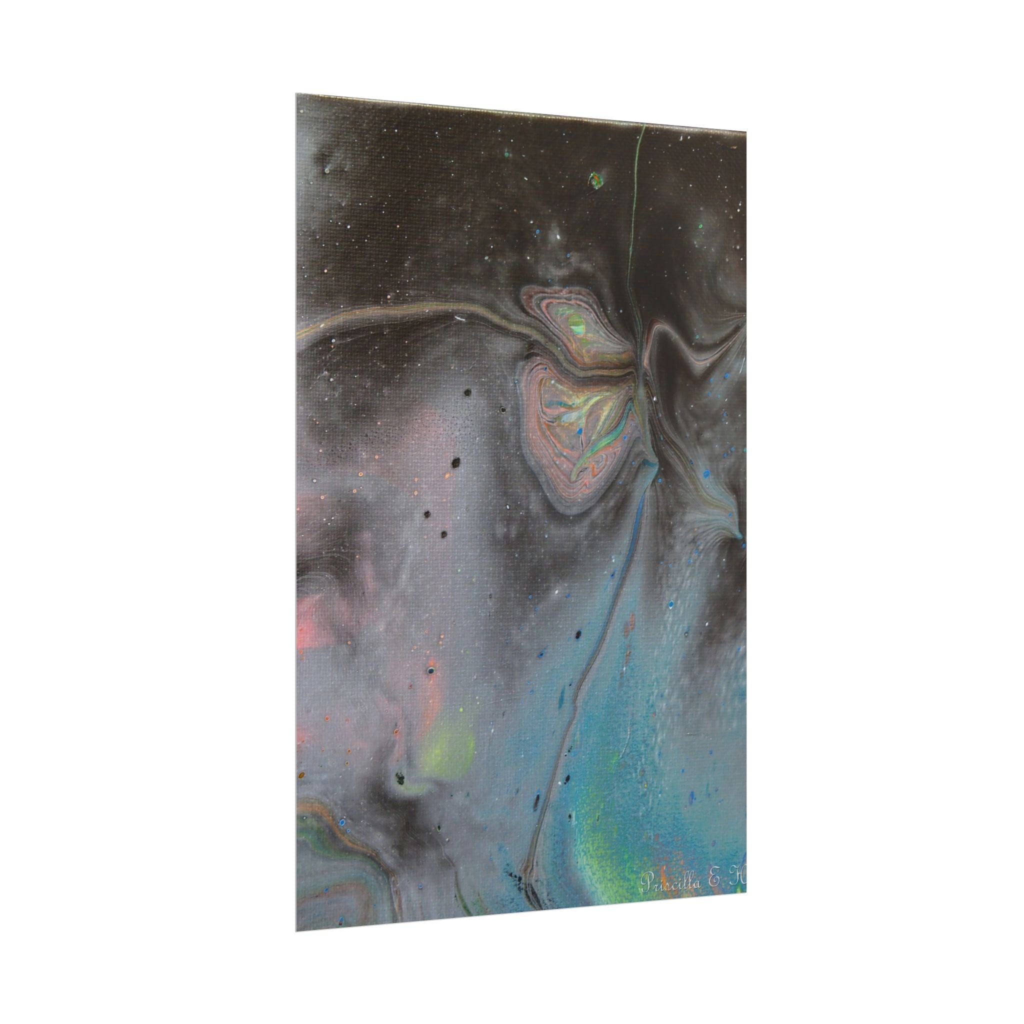 Abstract Galaxy Poster — Iridescent Fluid Art Rolled Poster