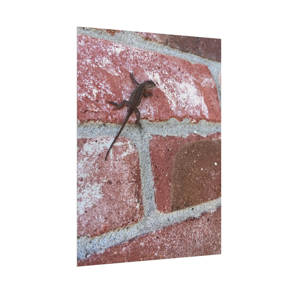 Lizard on Brick Wall Rolled Poster — Nature Photography Wall Art