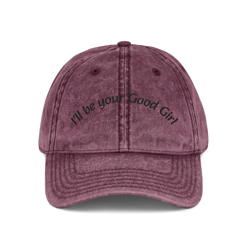 Embroidered Vintage Baseball Cap — "I'll Be Your Good Girl" Red Distressed Hat