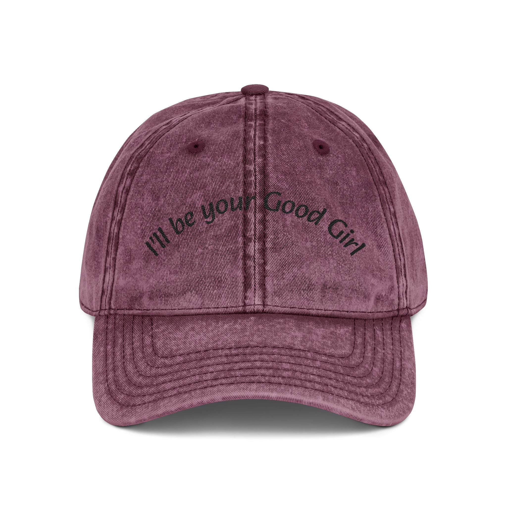 Embroidered Vintage Baseball Cap — "I'll Be Your Good Girl" Red Distressed Hat