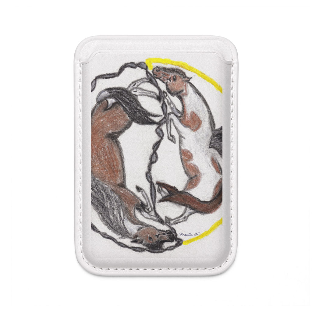 MagSafe Vegan Wallet — Yin Yang Horses Illustration
