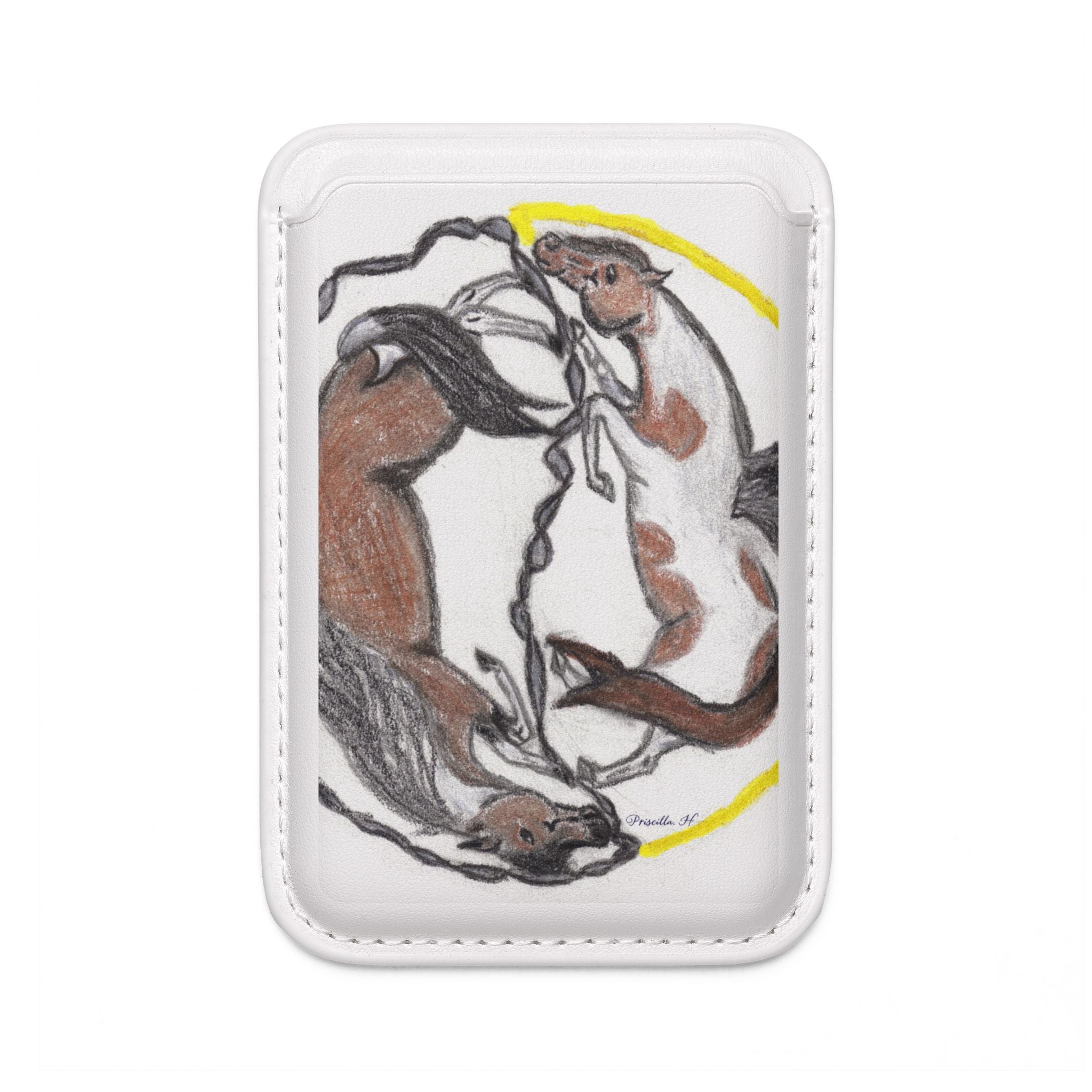MagSafe Vegan Wallet — Yin Yang Horses Illustration