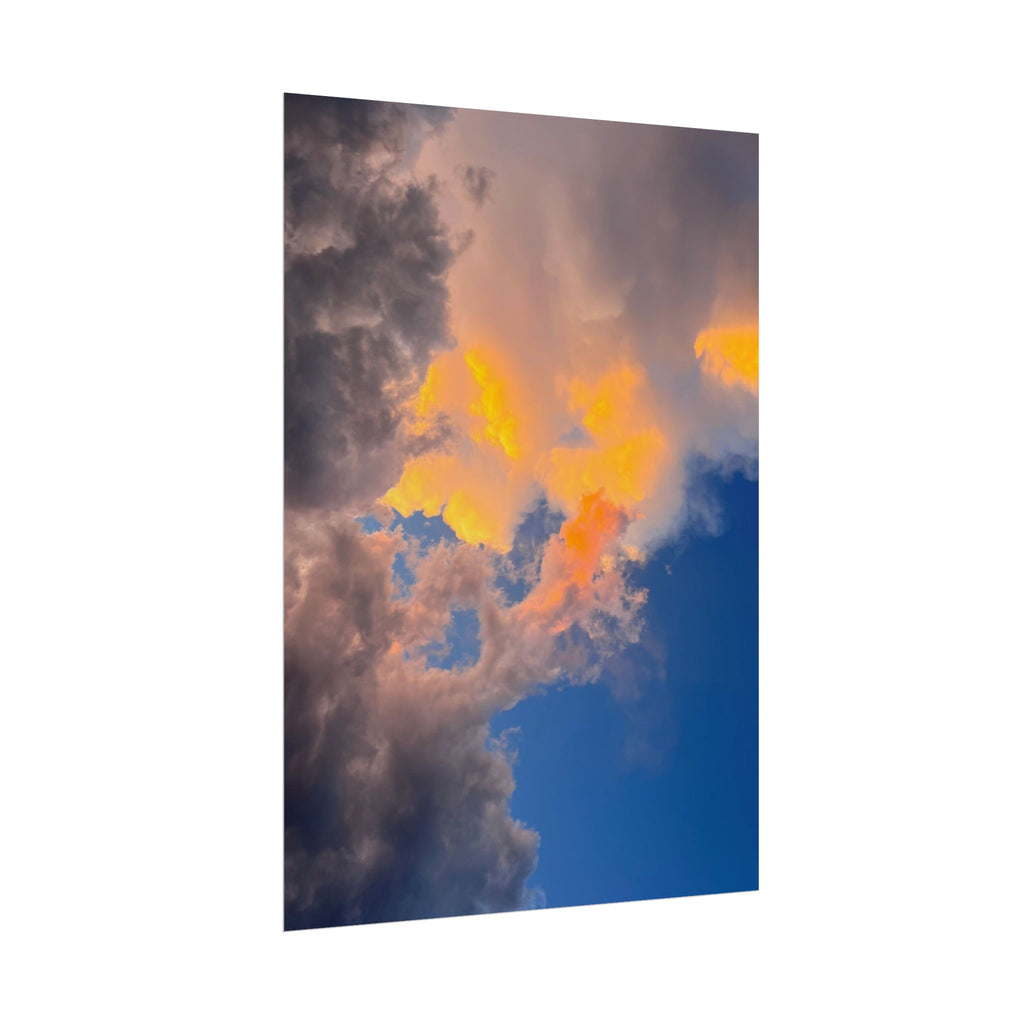 Sunset Cloudscape Rolled Poster — Dramatic Orange & Blue Sky Wall Art