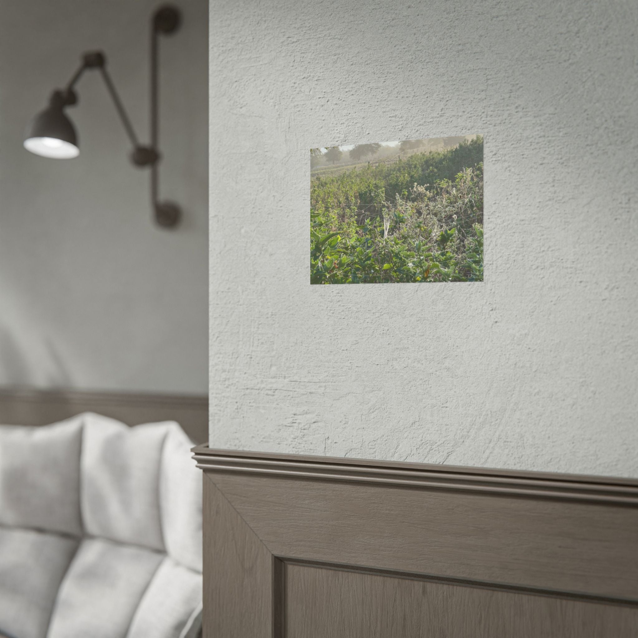 Morning Meadow Rolled Poster — Misty Wildflower Landscape Wall Art