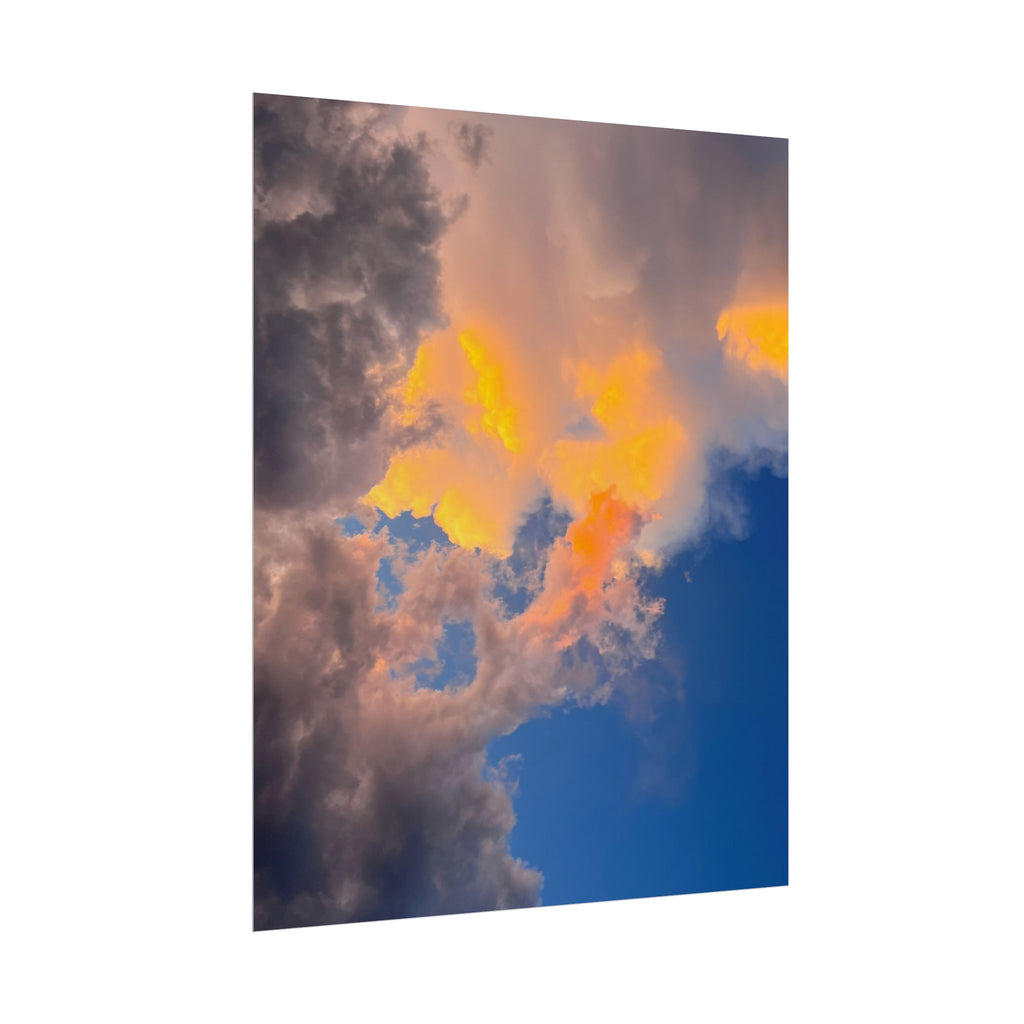 Sunset Cloudscape Rolled Poster — Dramatic Orange & Blue Sky Wall Art