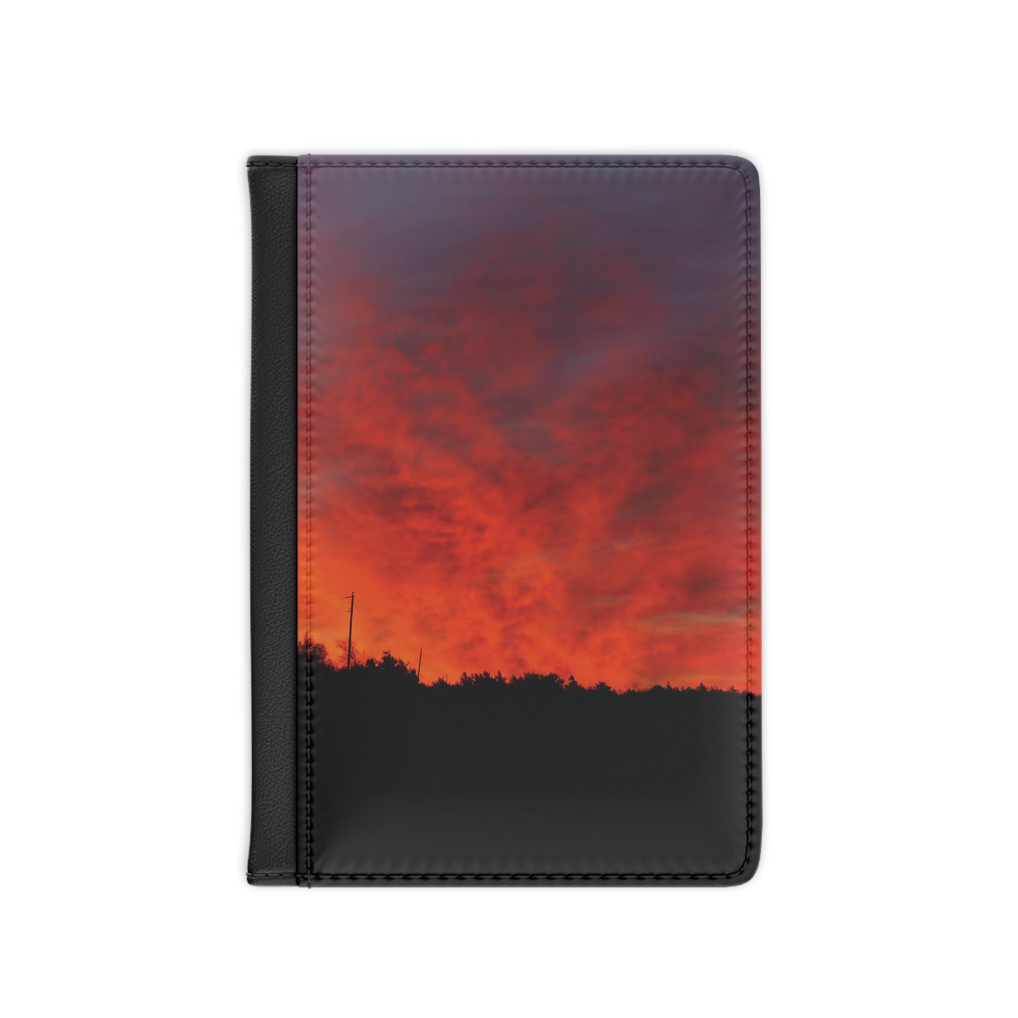 Sunset Skyline Passport Cover — Vibrant Red Sky Travel Wallet