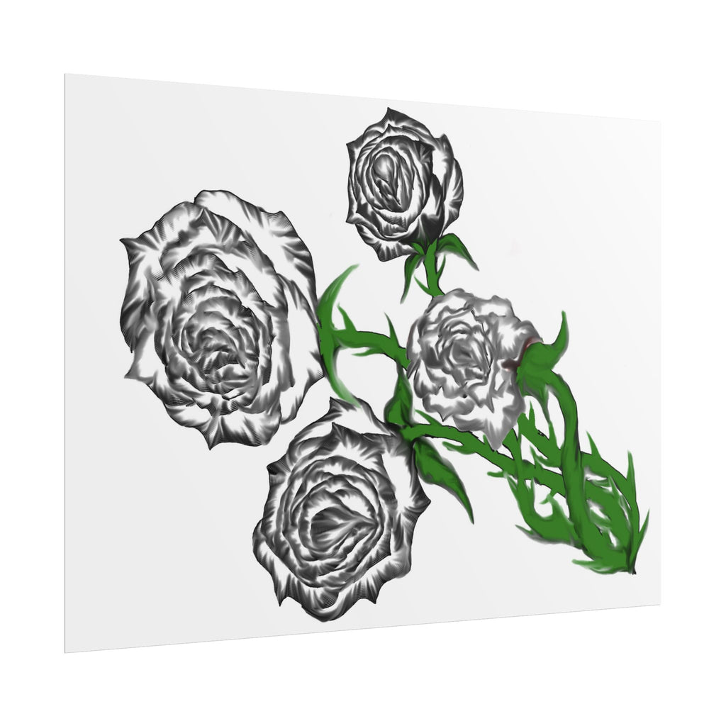 Rolled Poster — Hand-Drawn Black Rose Bouquet Floral Art Print