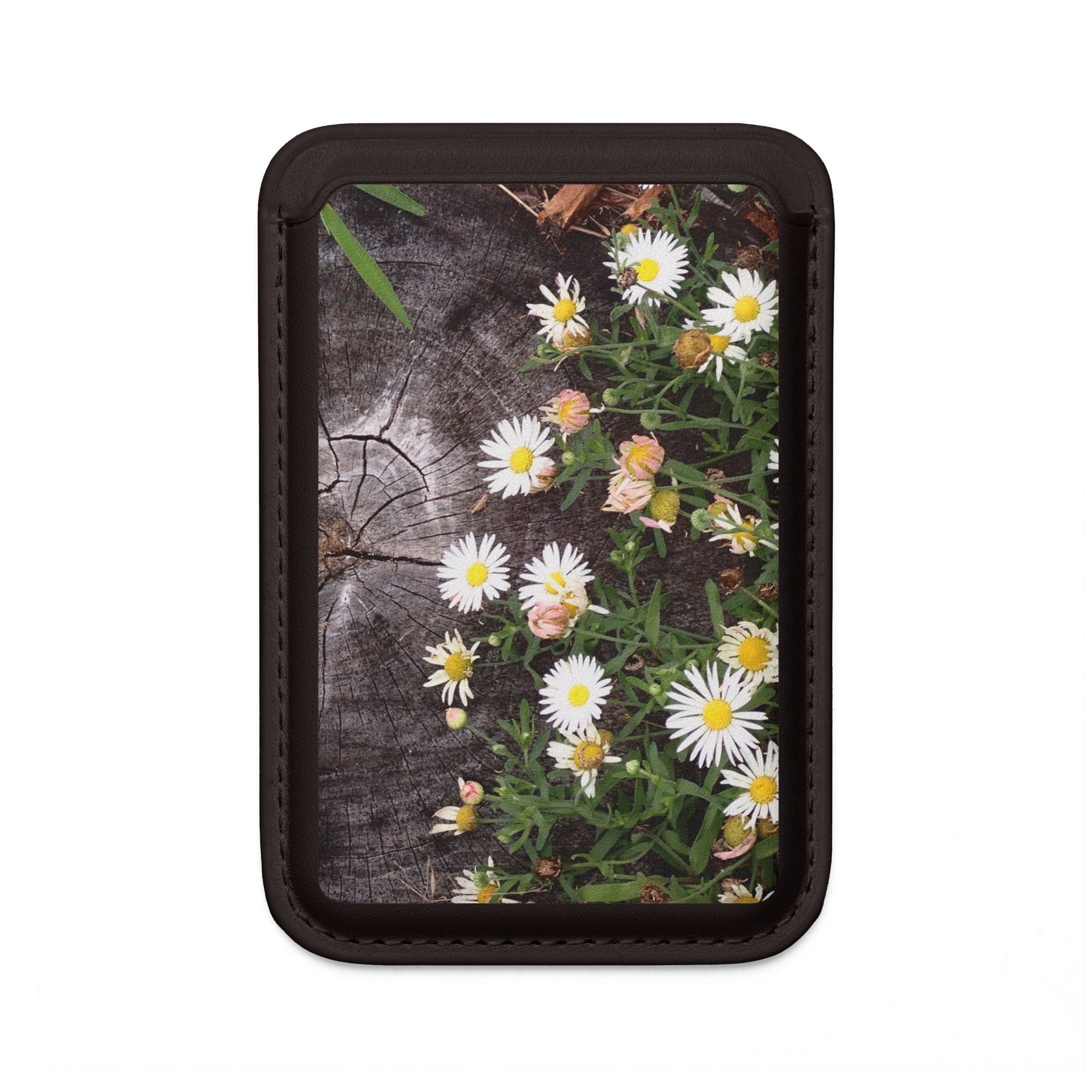MagSafe Vegan Card Wallet — Daisy Floral Photo Design