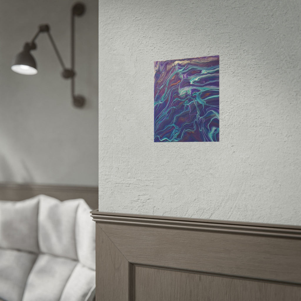 Abstract Fluid Art Poster — Purple Teal Marble Swirl Rolled Poster