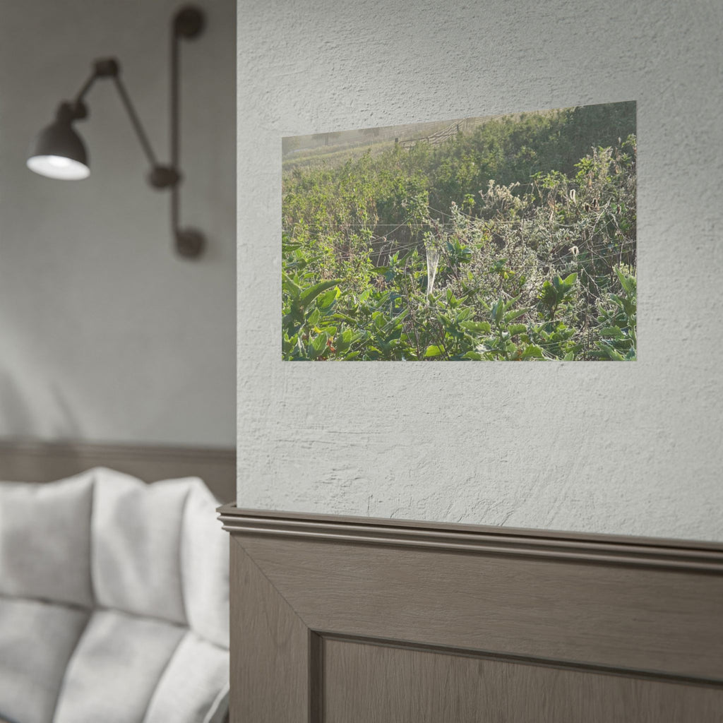 Morning Meadow Rolled Poster — Misty Wildflower Landscape Wall Art