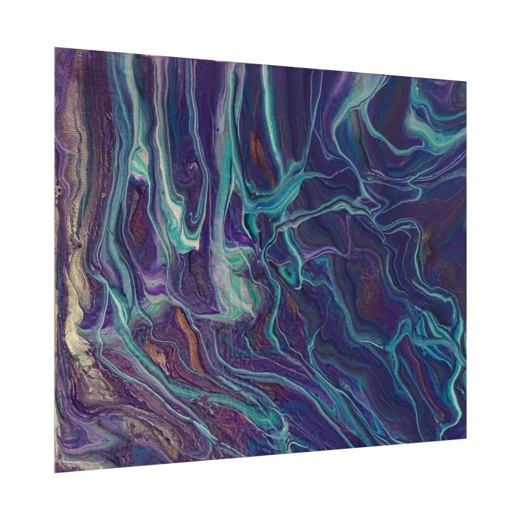 Abstract Fluid Art Poster — Purple Teal Marble Swirl Rolled Poster