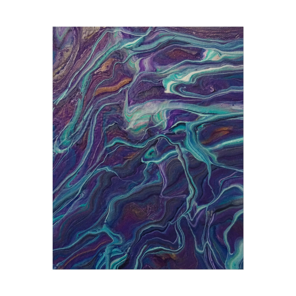 Abstract Fluid Art Poster — Purple Teal Marble Swirl Rolled Poster