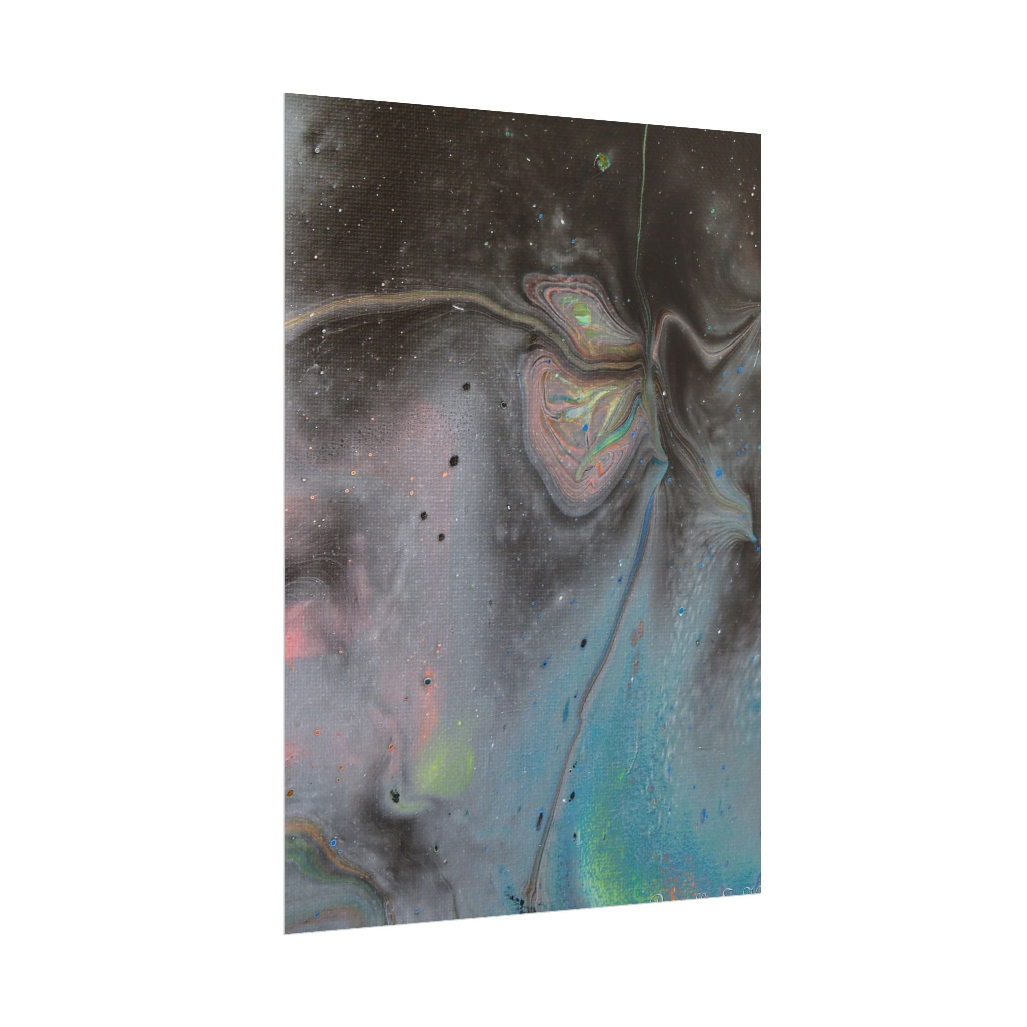 Abstract Galaxy Poster — Iridescent Fluid Art Rolled Poster