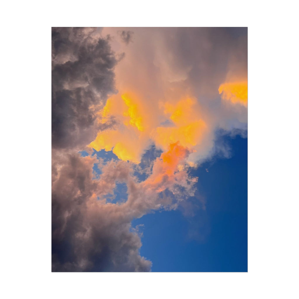 Sunset Cloudscape Rolled Poster — Dramatic Orange & Blue Sky Wall Art