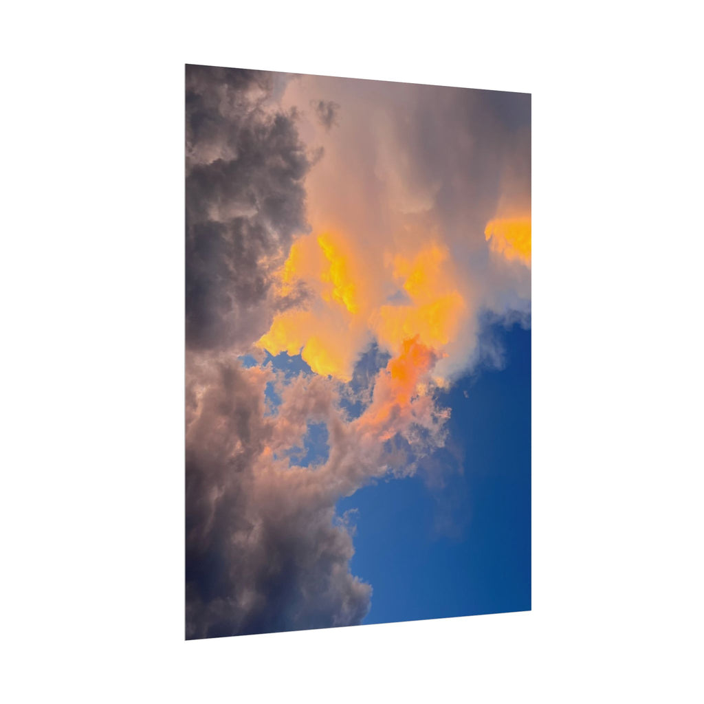 Sunset Cloudscape Rolled Poster — Dramatic Orange & Blue Sky Wall Art