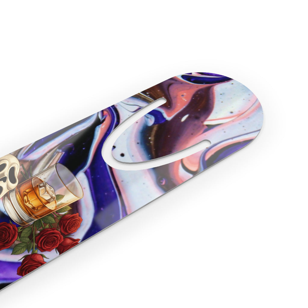 Whiskey & Roses Metal Bookmark — Abstract Marble Night Design