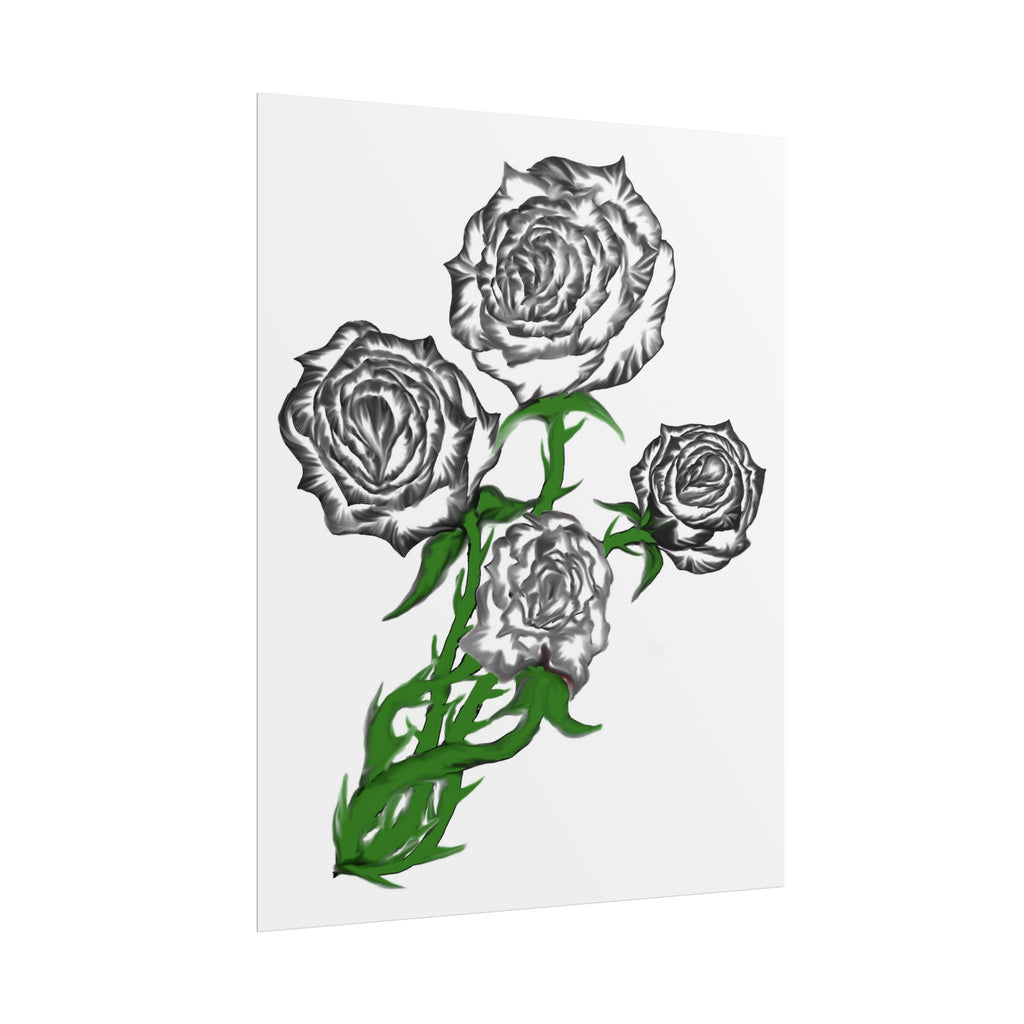 Rolled Poster — Hand-Drawn Black Rose Bouquet Floral Art Print