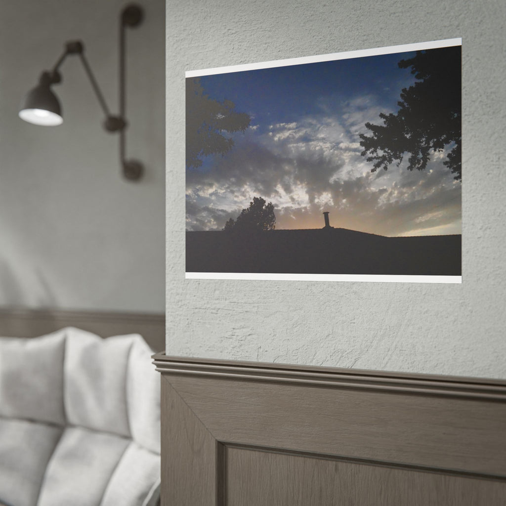 Sunset Silhouette Poster — Dramatic Cloudscape Wall Art