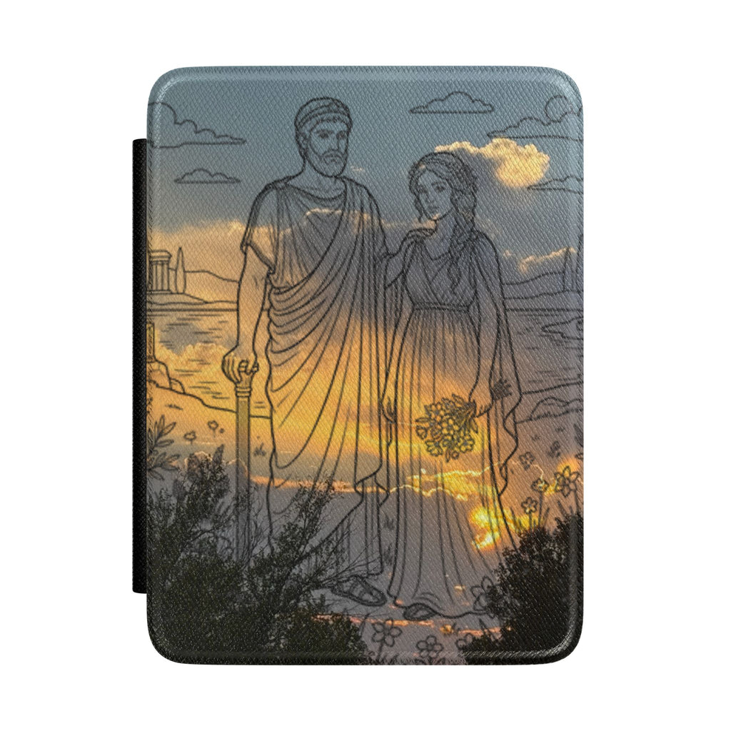 Greek Mythology Hades and Persephone Sunset Kindle Case — Romantic Classical Couple Illustration