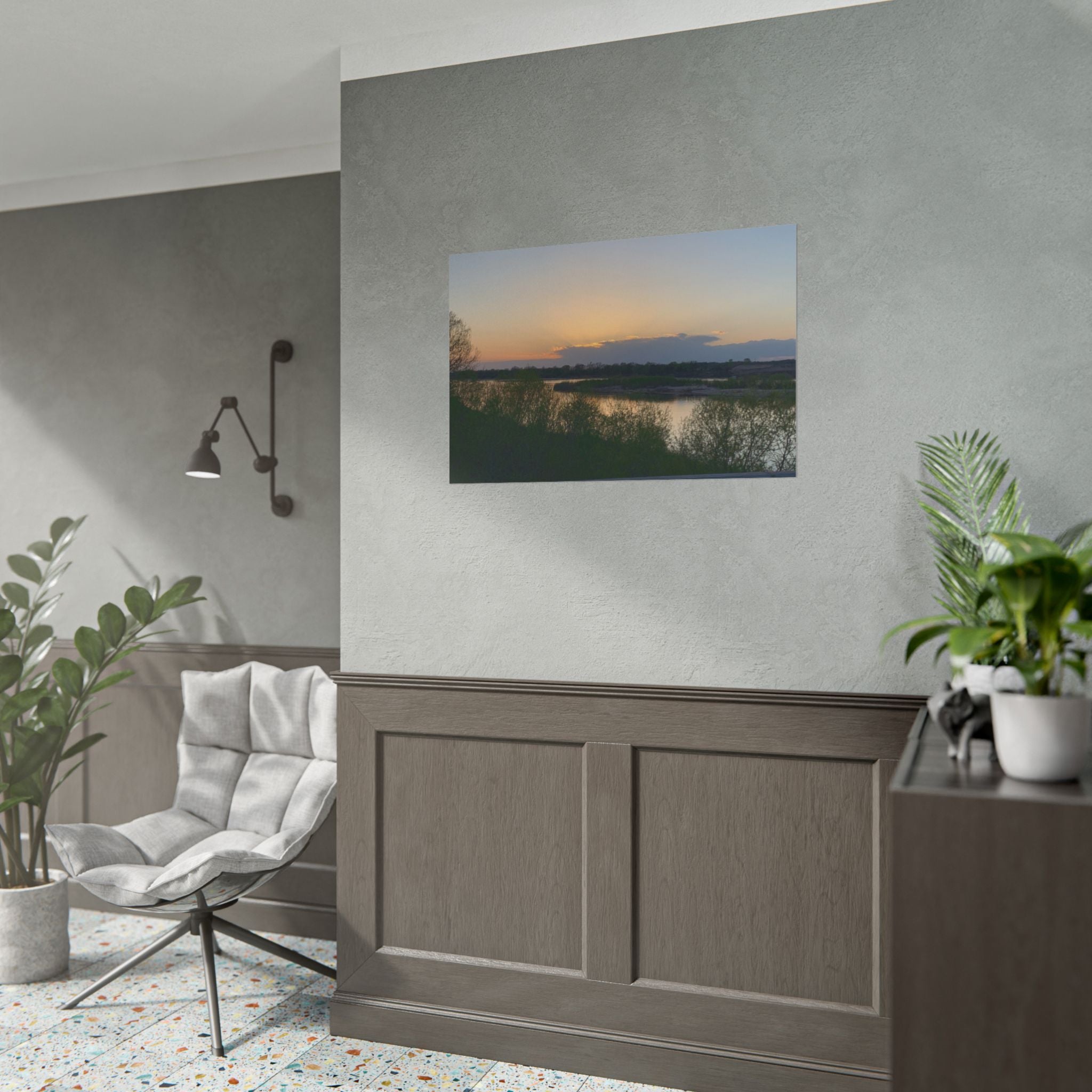 Sunset River Landscape Poster — Rolled Nature Wall Art