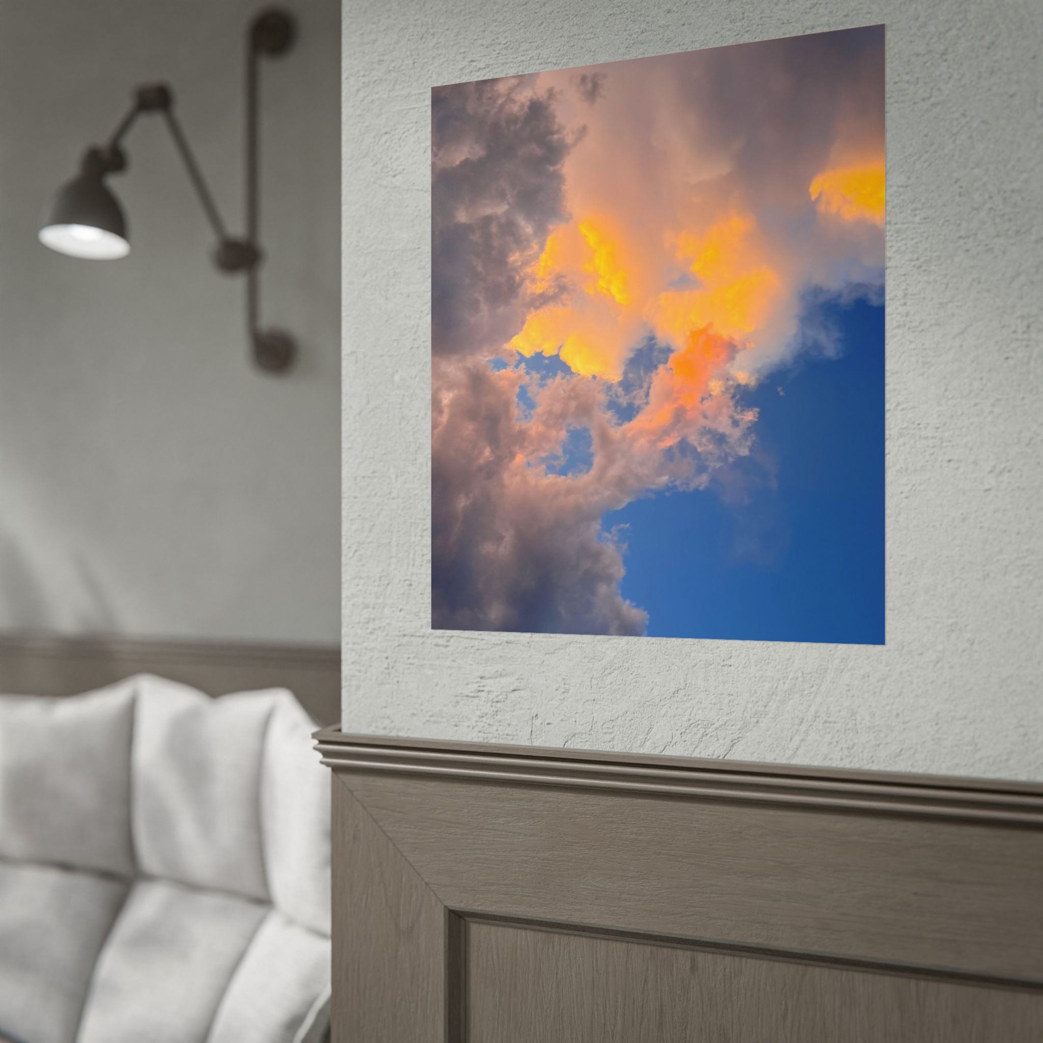 Sunset Cloudscape Rolled Poster — Dramatic Orange & Blue Sky Wall Art
