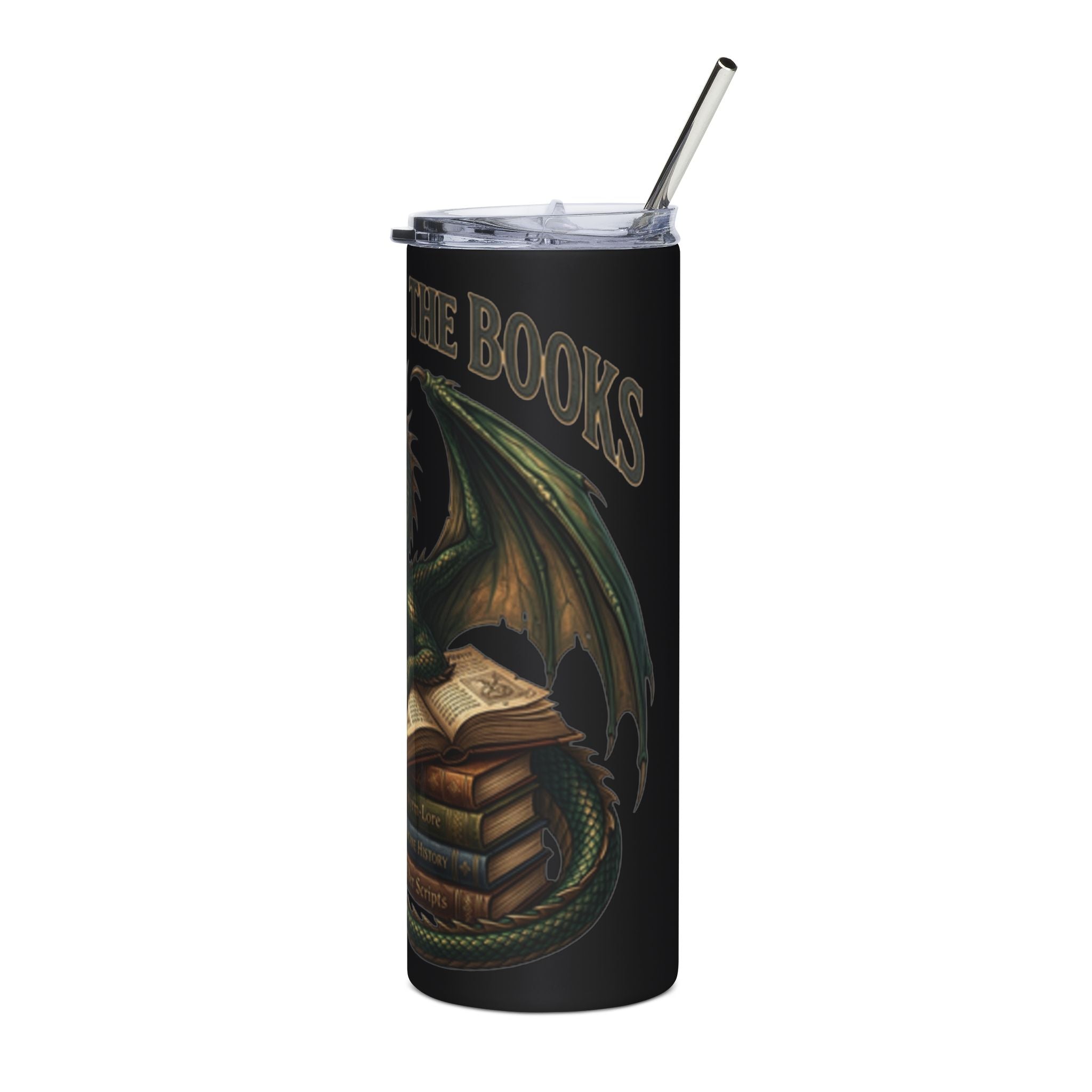 Guardian of the Books Stainless Steel Tumbler — 20oz Dragon Booklover Travel Cup