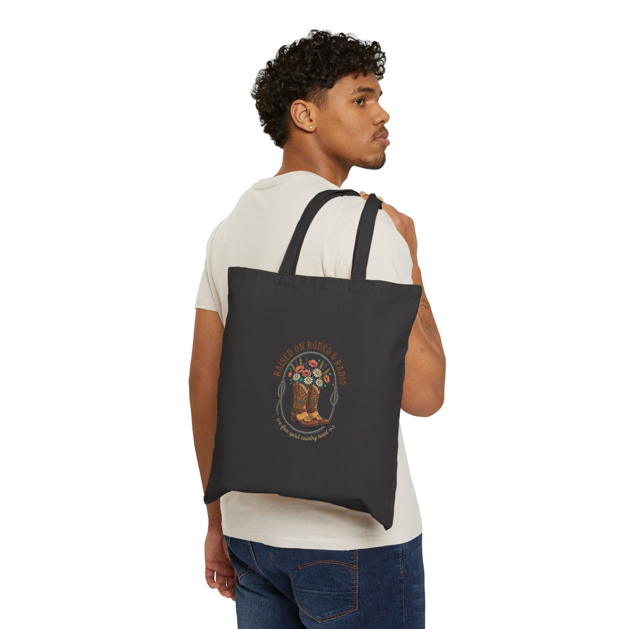 Raised on Rodeo Canvas Tote | western cowgirl ranch rustic prairie vintage